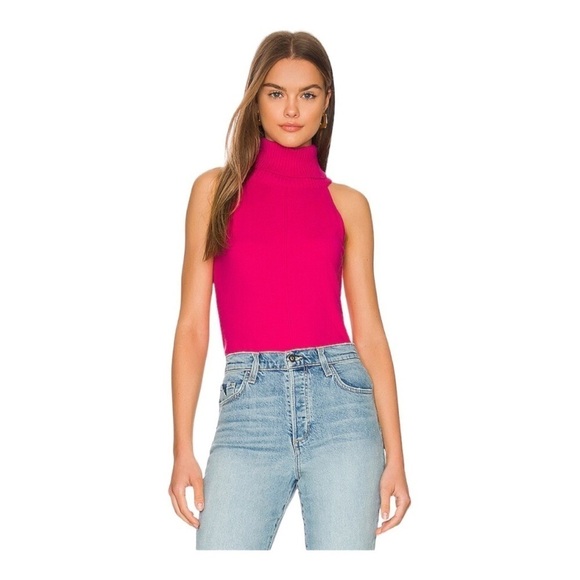 NEW Central Park West Fuchsia Turtleneck Top Ambrose Sleeveless Sweater Pink S - Picture 1 of 6